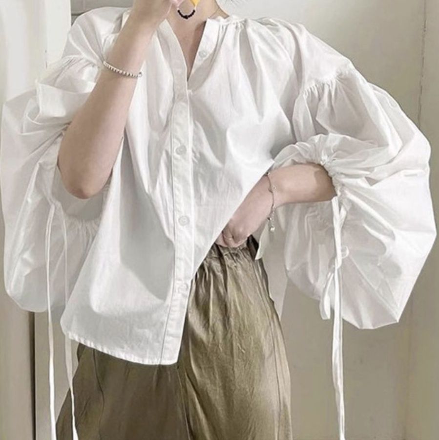 ブルベ夏/ブルベ冬服 ボリューム袖シャツブラウス体型カバー