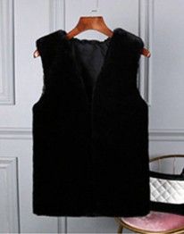 ブルベ夏/ブルベ冬服 エコファーベスト レディース ジャケット 韓国風ミドル丈アウター