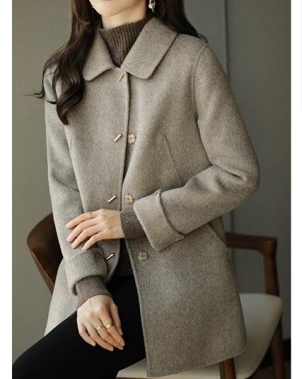 ブルベ夏/ブルベ冬服　上品なステンカラーコート