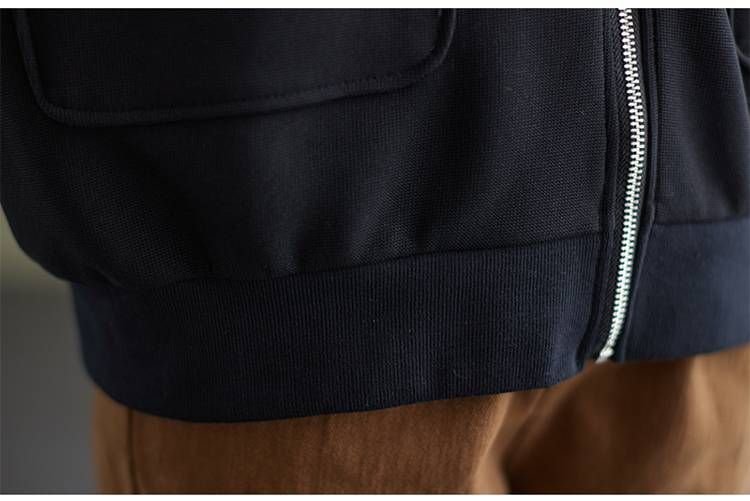 ブルベ夏/ブルベ冬服　丸襟フロントポケット付きジップアップブルゾン