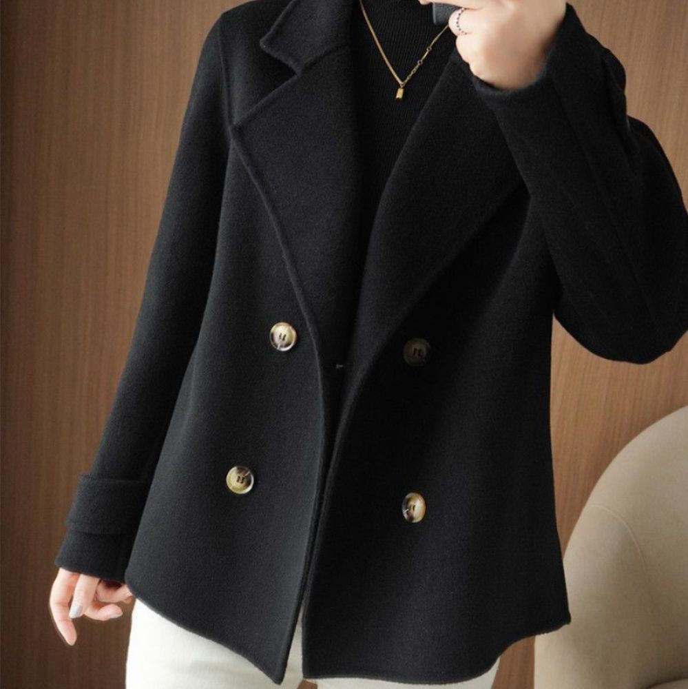 ブルベ夏/ブルベ冬服　羊毛風ダブルボタンショート丈ジャケット