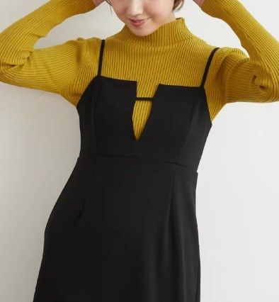 ブルベ夏/ブルベ冬服　上品リブ編みタートルネックニットトップス