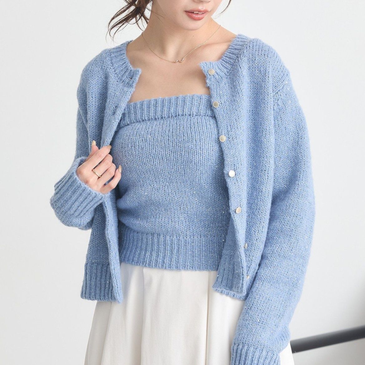 ブルベ夏/ブルベ冬服　スクエアネックニットアンサンブルセット