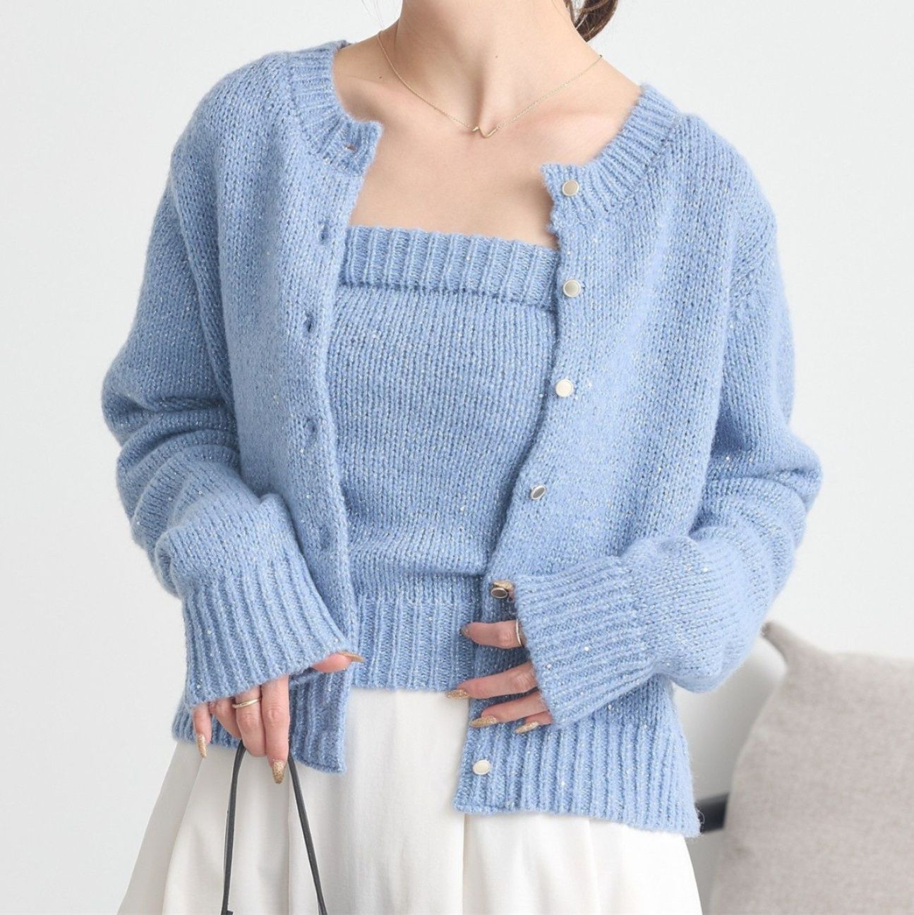 ブルベ夏/ブルベ冬服　スクエアネックニットアンサンブルセット