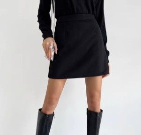 ブルベ夏/ブルベ冬服　上質ウール混紡台形ミニ丈スカート