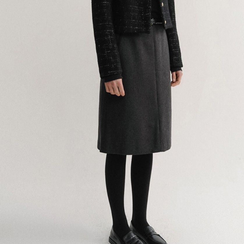 ブルベ夏/ブルベ冬服　ベルト付き台形膝丈スカート