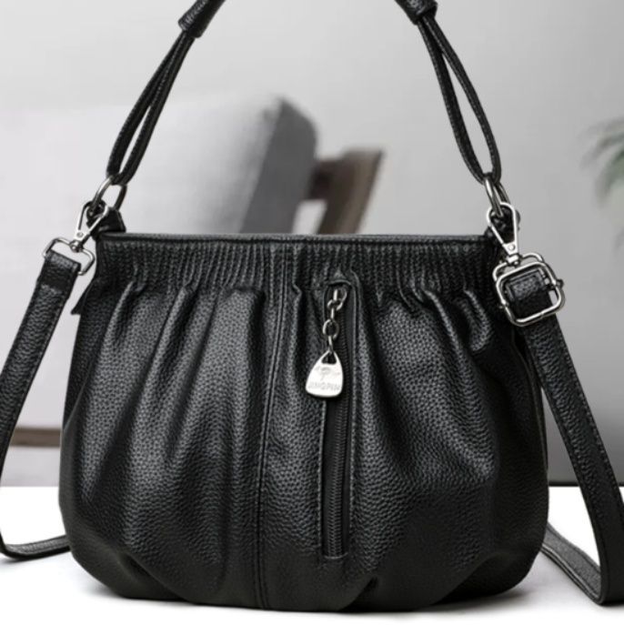 ブルベ夏/ブルベ冬バッグ　 シャーリングレザー風二層式ショルダーバッグ