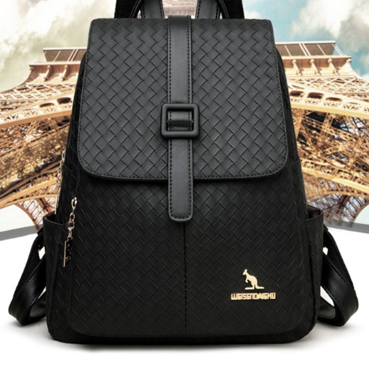 ブルベ冬バッグ　 編み込みデザイン上品リュックサック