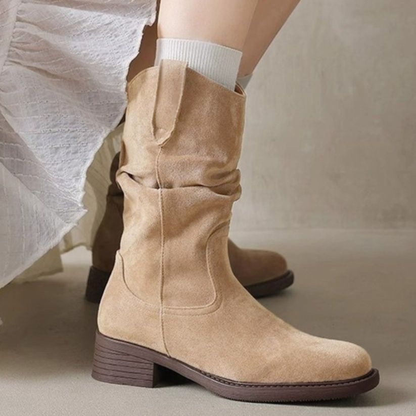 ブルベ夏靴　女性用ウエスタンブーツ ミドル丈シューズ 春秋冬対応
