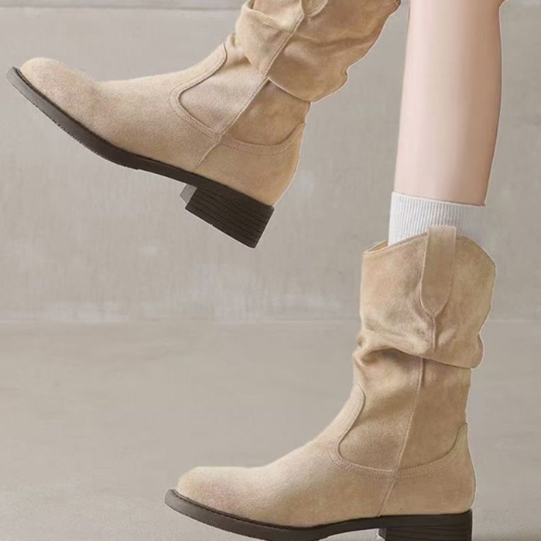 ブルベ夏靴　女性用ウエスタンブーツ ミドル丈シューズ 春秋冬対応