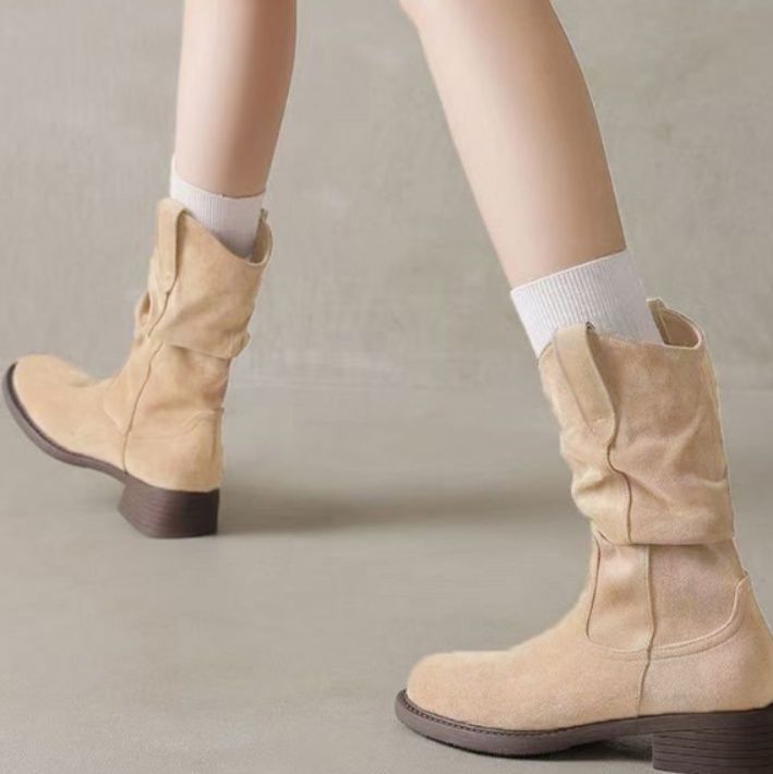 ブルベ夏靴　女性用ウエスタンブーツ ミドル丈シューズ 春秋冬対応