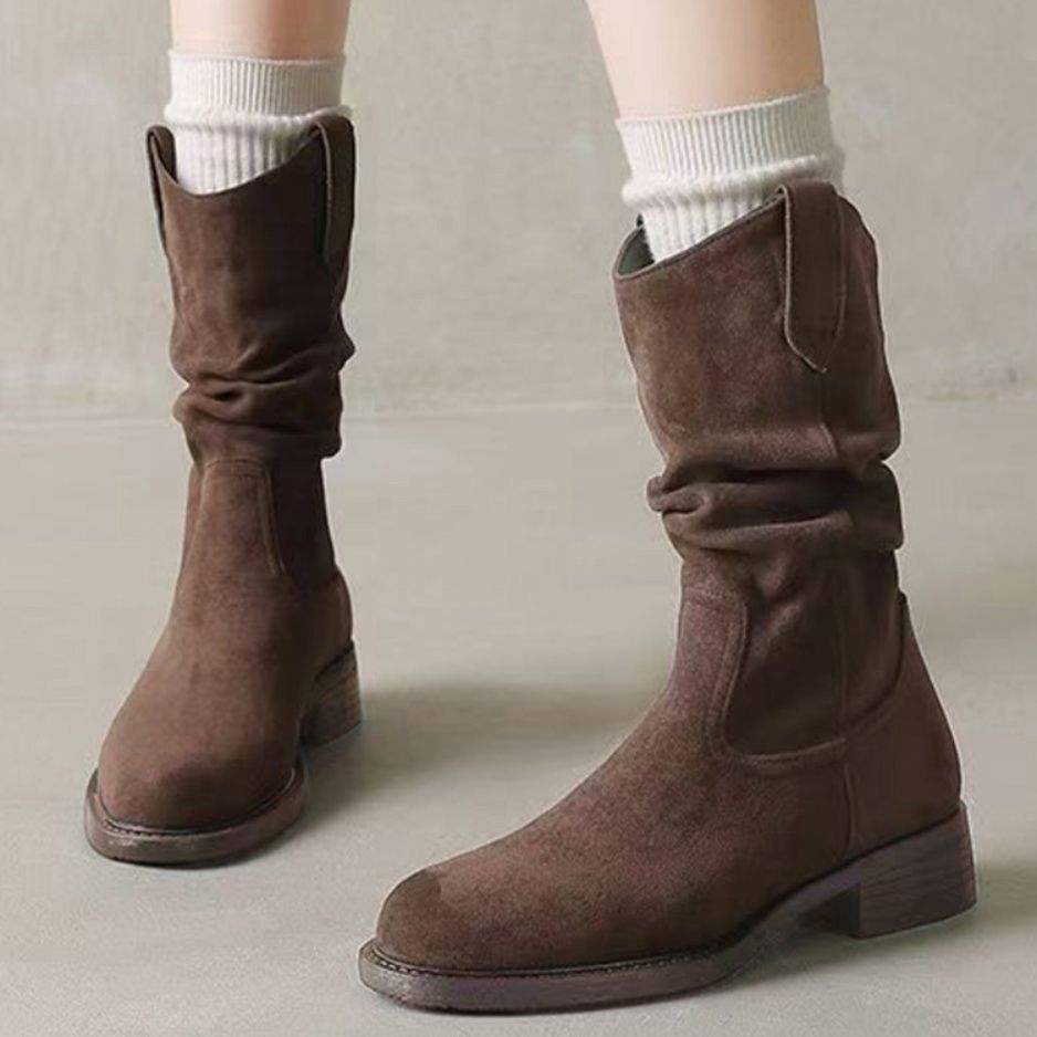 ブルベ夏靴　女性用ウエスタンブーツ ミドル丈シューズ 春秋冬対応