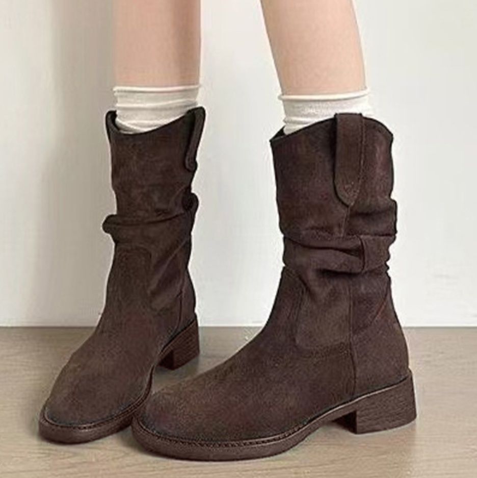 ブルベ夏靴　女性用ウエスタンブーツ ミドル丈シューズ 春秋冬対応