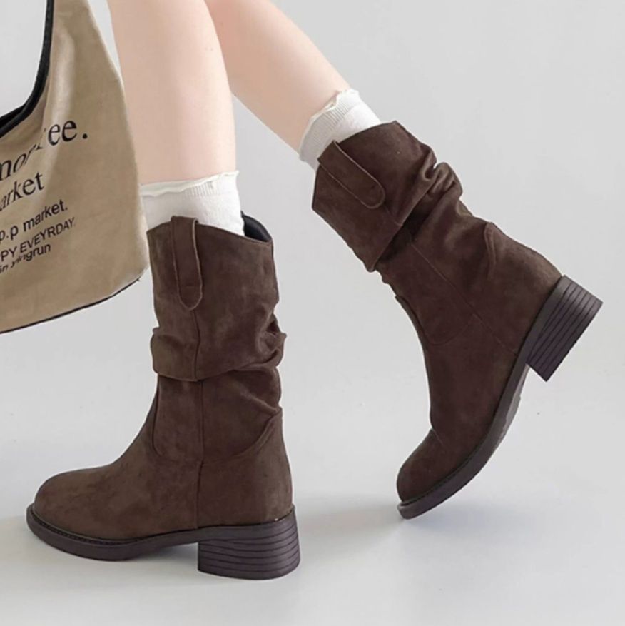 ブルベ夏靴　女性用ウエスタンブーツ ミドル丈シューズ 春秋冬対応