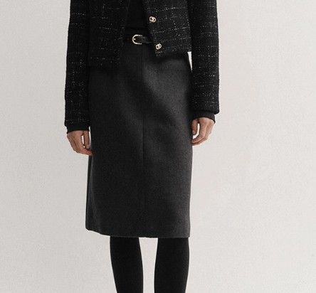 ブルベ夏/ブルベ冬服　ベルト付き台形膝丈スカート