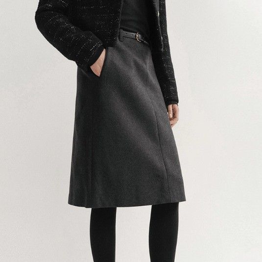 ブルベ夏/ブルベ冬服　ベルト付き台形膝丈スカート