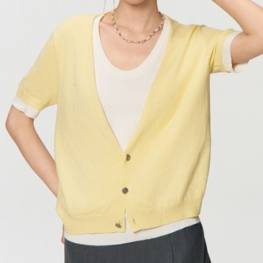 ブルベ夏/ブルベ冬服　軽やか半袖ニットカーディガン