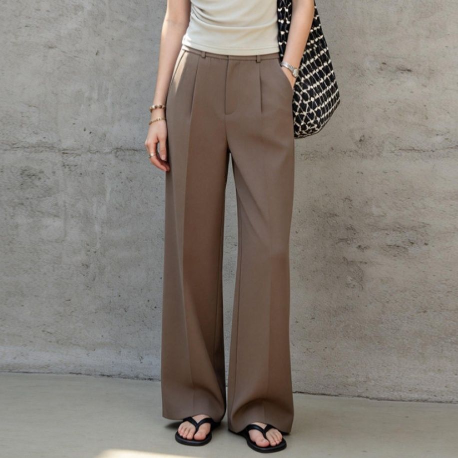 ブルベ夏/ブルベ冬服　高腰センタープレスワイドストレートパンツ