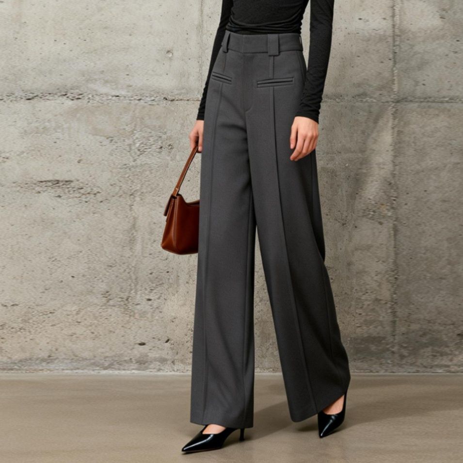 ブルベ夏/ブルベ冬服　高腰ワイドタックパンツ垂感仕立て