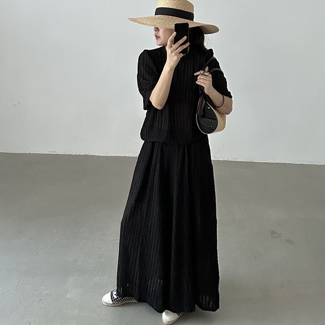 ブルベ冬服　今季マストバイ   バブルスリーブ   ゆったり  トップス＋ワイドパンツ   セット