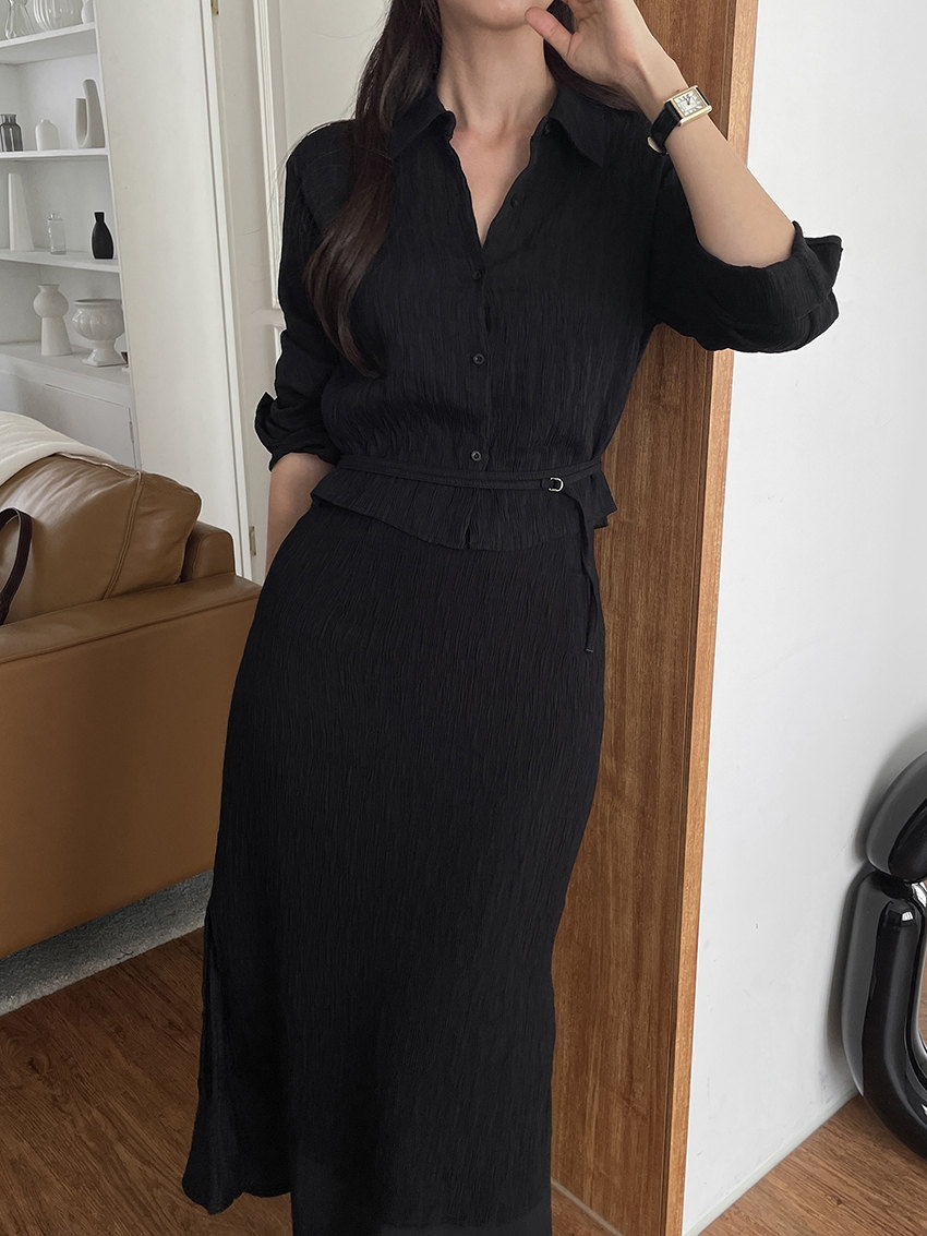 ブルベ冬服　韓国風 シャツ ミニスカート セットアップ