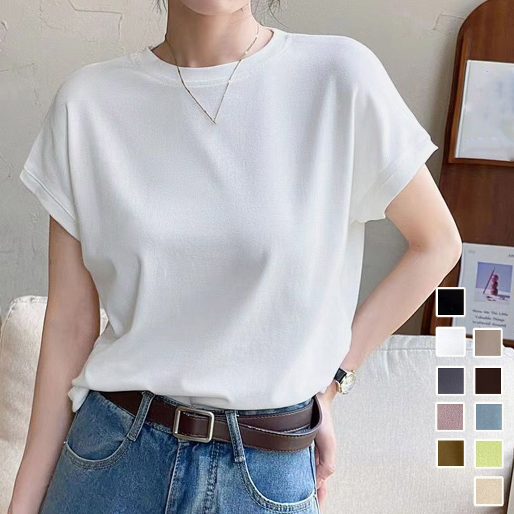ブルベ夏/ブルベ冬服　定番 無地 フレンチ袖 半袖 Tシャツ
