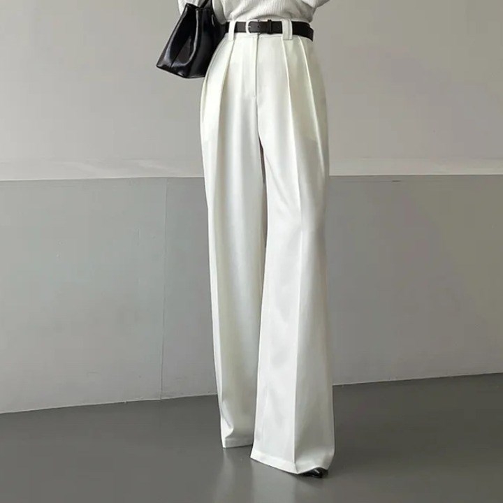 ブルベ夏/ブルベ冬服　タック入り ワイドロングパンツ