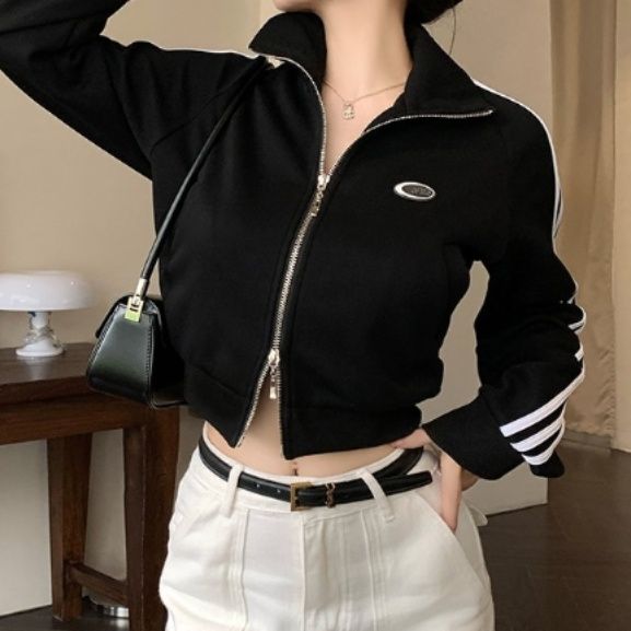 ブルベ冬服　配色ライン ショートジップジャージ