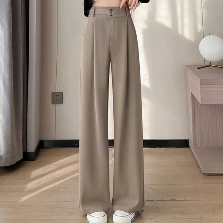 イエベ春服　落ち感 ハイウエスト ストレートパンツ