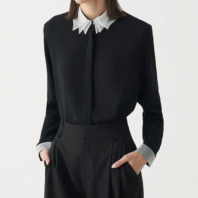 ブルベ冬服　重ね襟 デザイン きれいめ ブラウス
