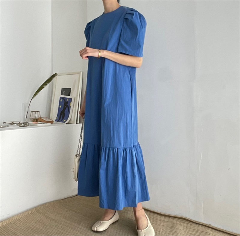 ブルベ服　パフスリーブティアードワンピース（ブルベ夏向け・ブルベ冬向け）