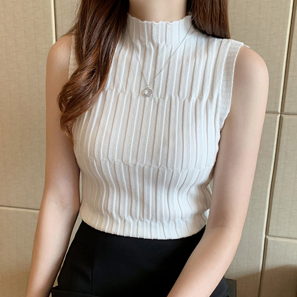 ブルベ服　ハイネック ノースリーブサマーニット（ブルベ夏向け・ブルベ冬向け）