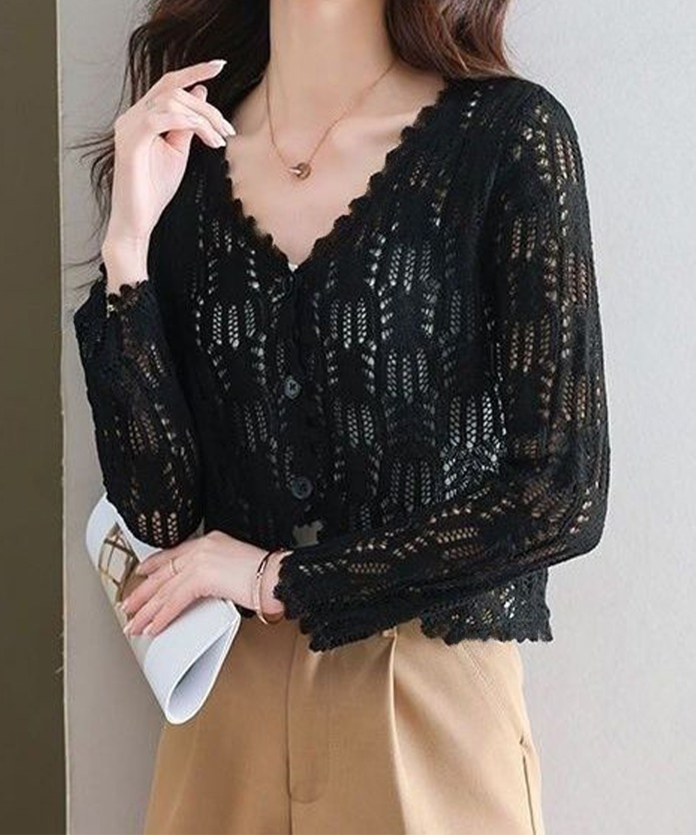 ブルベ服　透かし編みニットカーディガン羽織り（ブルベ夏向け・ブルベ冬向け）