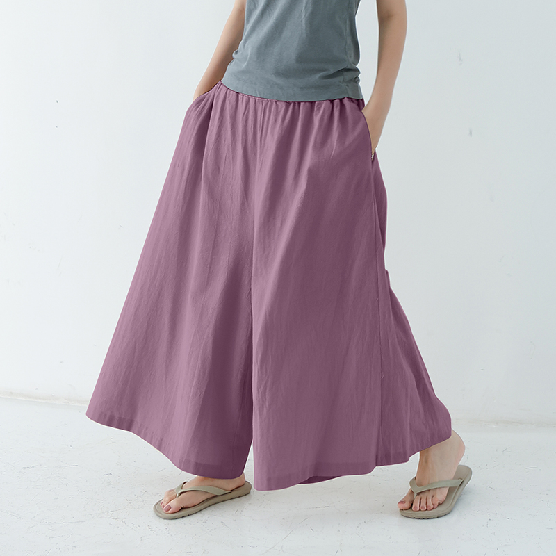 パンツ　ゆったり優雅な麻混フレアパンツ（ブルベ夏向け・ブルベ冬向け）