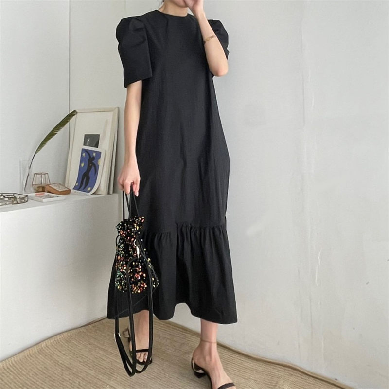 ブルベ服　パフスリーブティアードワンピース（ブルベ夏向け・ブルベ冬向け）