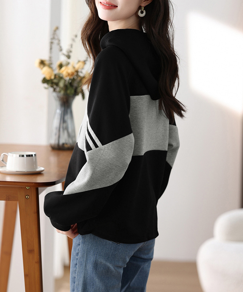 ブルベ冬服　配色切替パーカー レディース フード付きスウェット