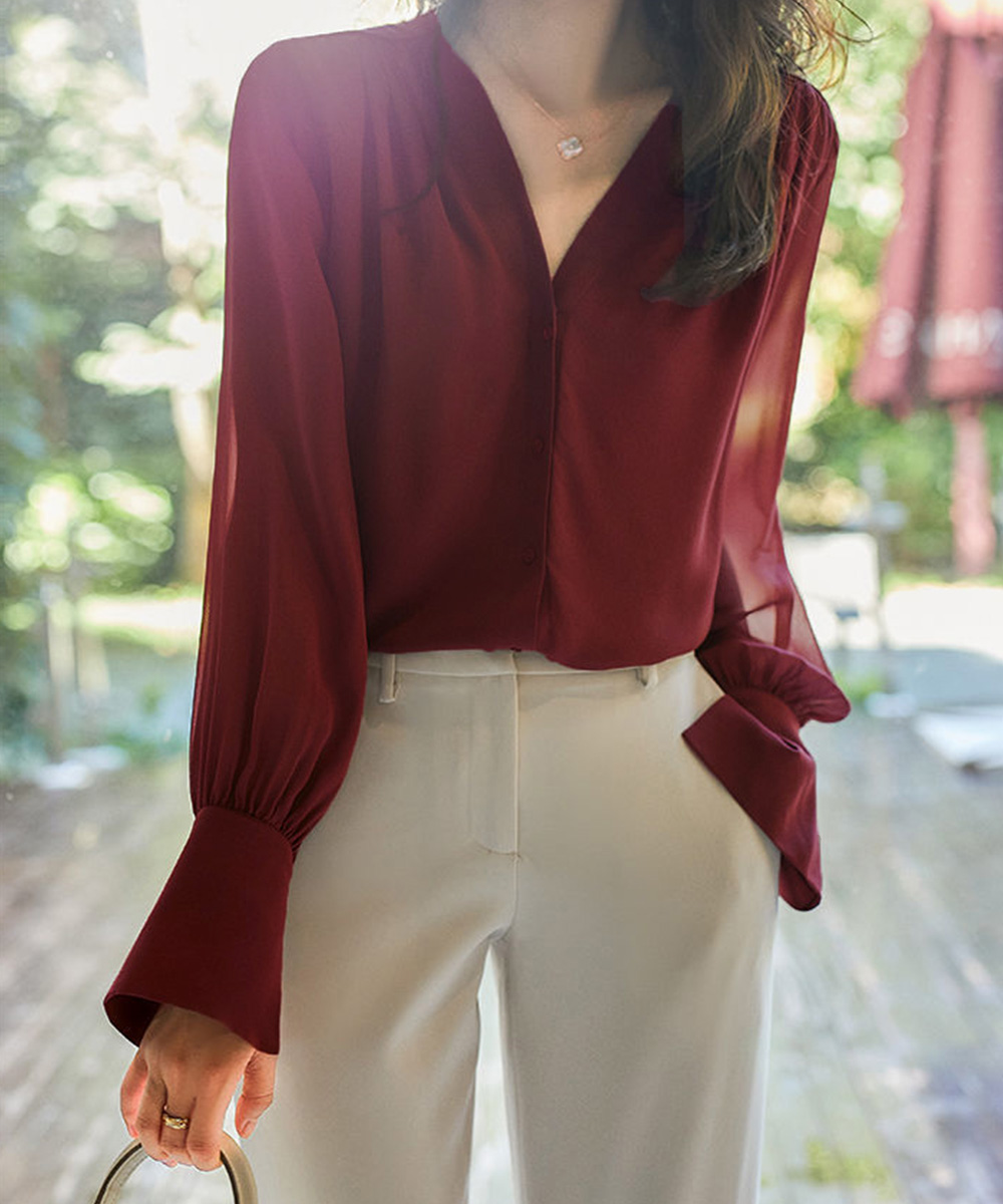 イエベ服　 シフォンブラウス 通勤きれいめ上品シャツ（イエベ春向け・イエベ秋向け）