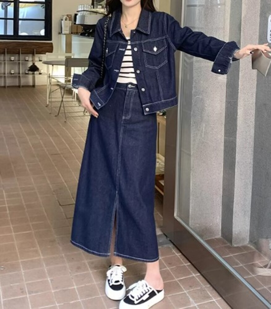 ブルベ冬服 デニムジャケット×スカート セットアップ