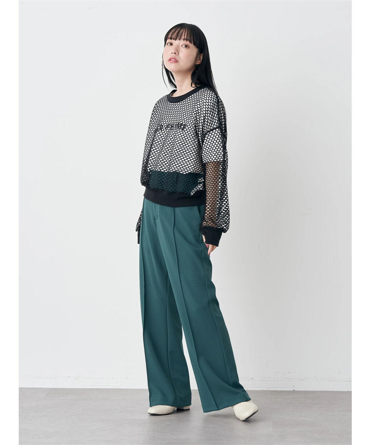 ブラウス　透かし編みメッシュプルオーバー（ブルベ冬向け）
