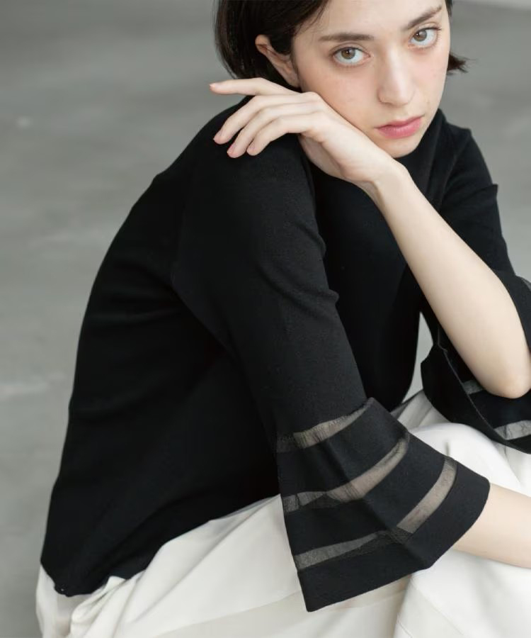 ブルベ服　袖透け切替 Tシャツ スウェット おしゃれ デザイン（ブルベ夏向け・ブルベ冬向け）