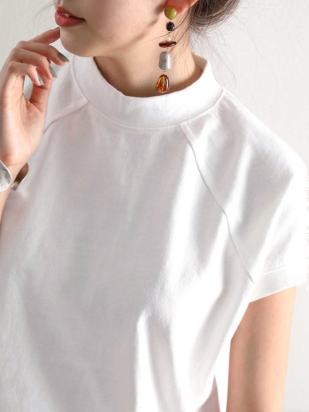 Tシャツ　洗練モックネックラグランスリーブ（ブルベ夏・ブルベ冬）