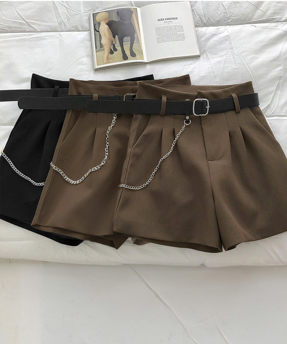 ブルベ服　チェーン付き タック ハイウエストパンツ（ブルベ冬向け）