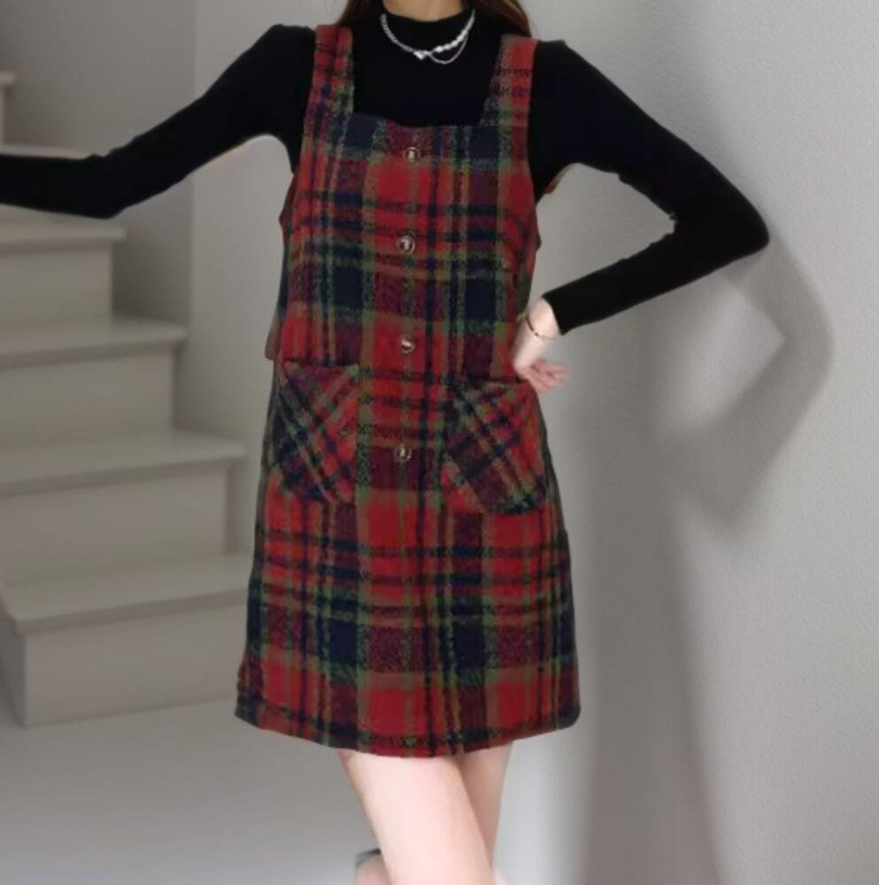 ブルベ冬服 チェック柄ワンピース