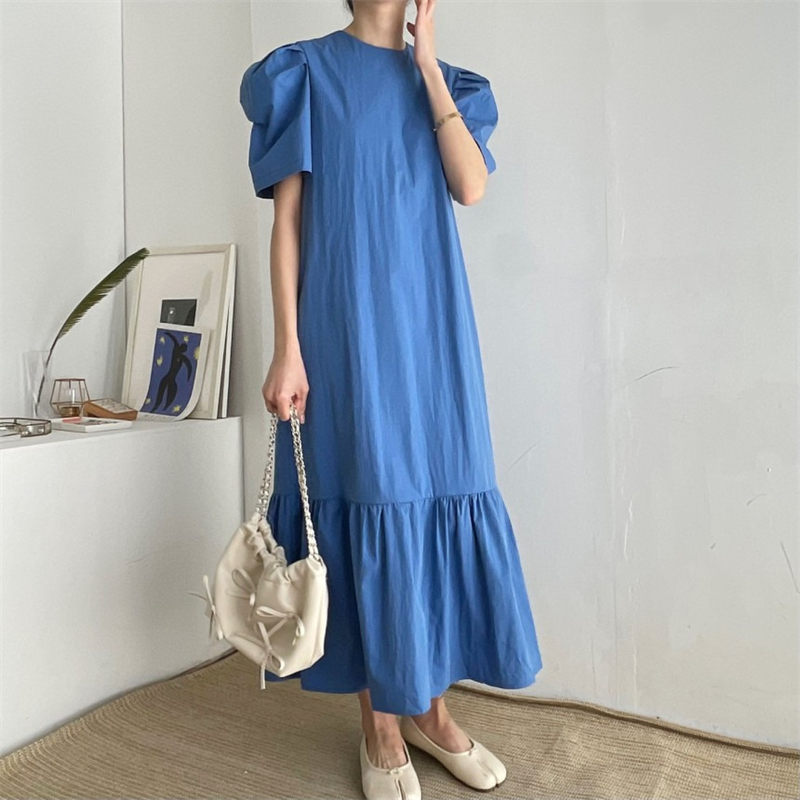 ブルベ服　パフスリーブティアードワンピース（ブルベ夏向け・ブルベ冬向け）