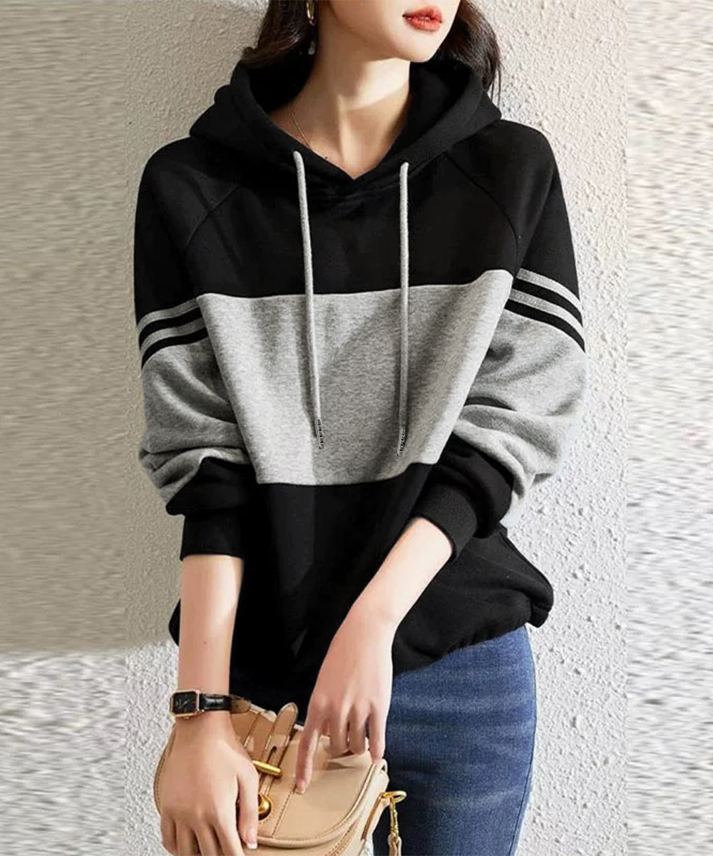 ブルベ冬服　配色切替パーカー レディース フード付きスウェット