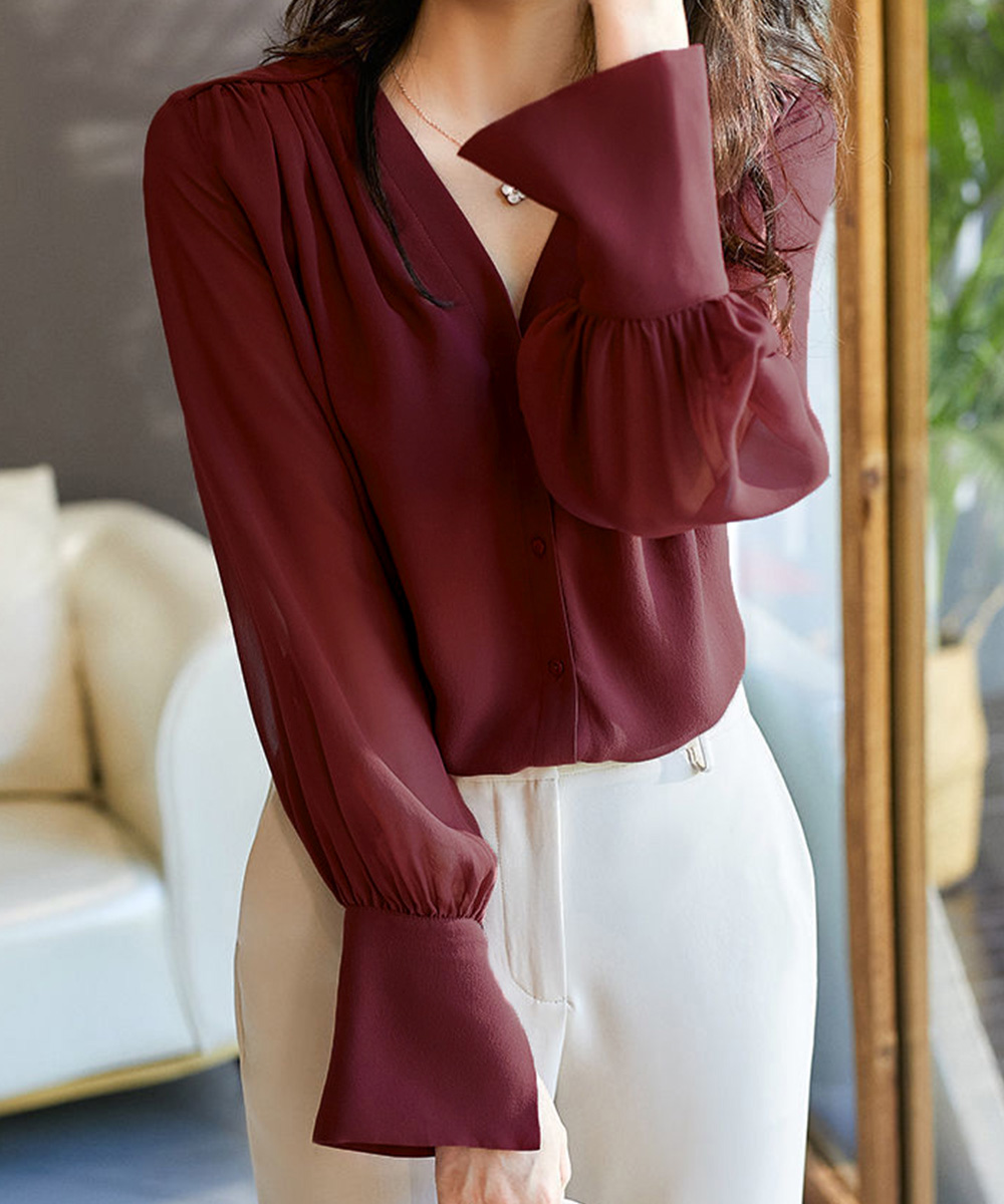イエベ服　 シフォンブラウス 通勤きれいめ上品シャツ（イエベ春向け・イエベ秋向け）