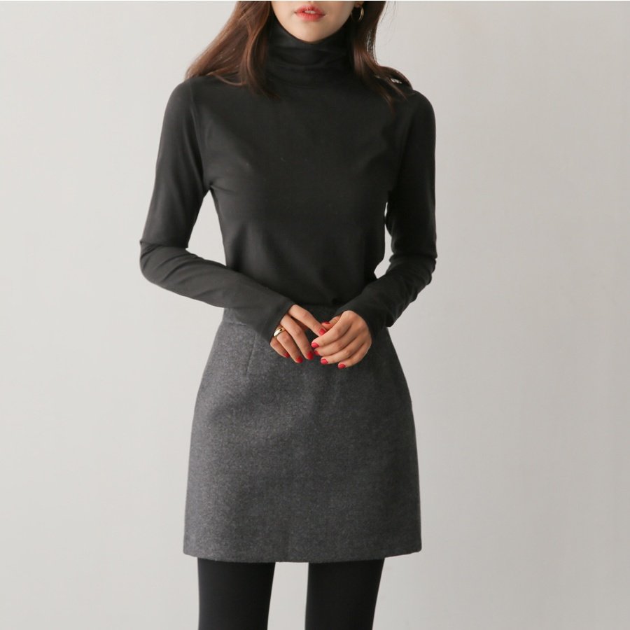 ブルベ夏/ブルベ冬服　上質ウール混紡台形ミニ丈スカート