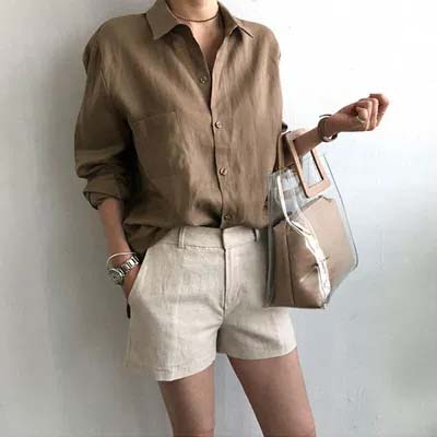 シャツ　上質リネン風合いシャツ（ブルベ夏向け・ブルベ冬向け）