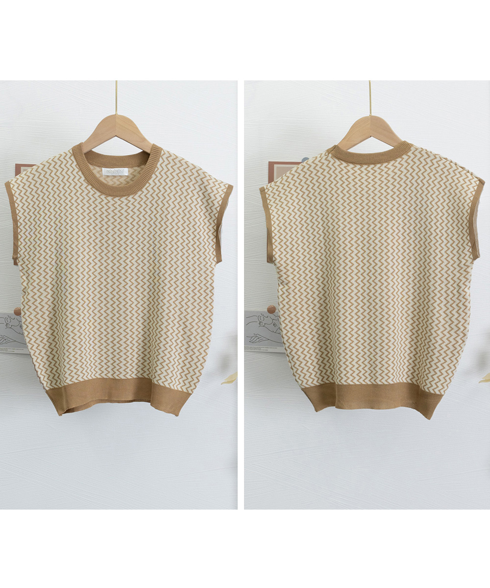 イエベ服　涼やか幾何学柄サマーニット フレンチスリーブ（イエベ春向け・イエベ秋向け）