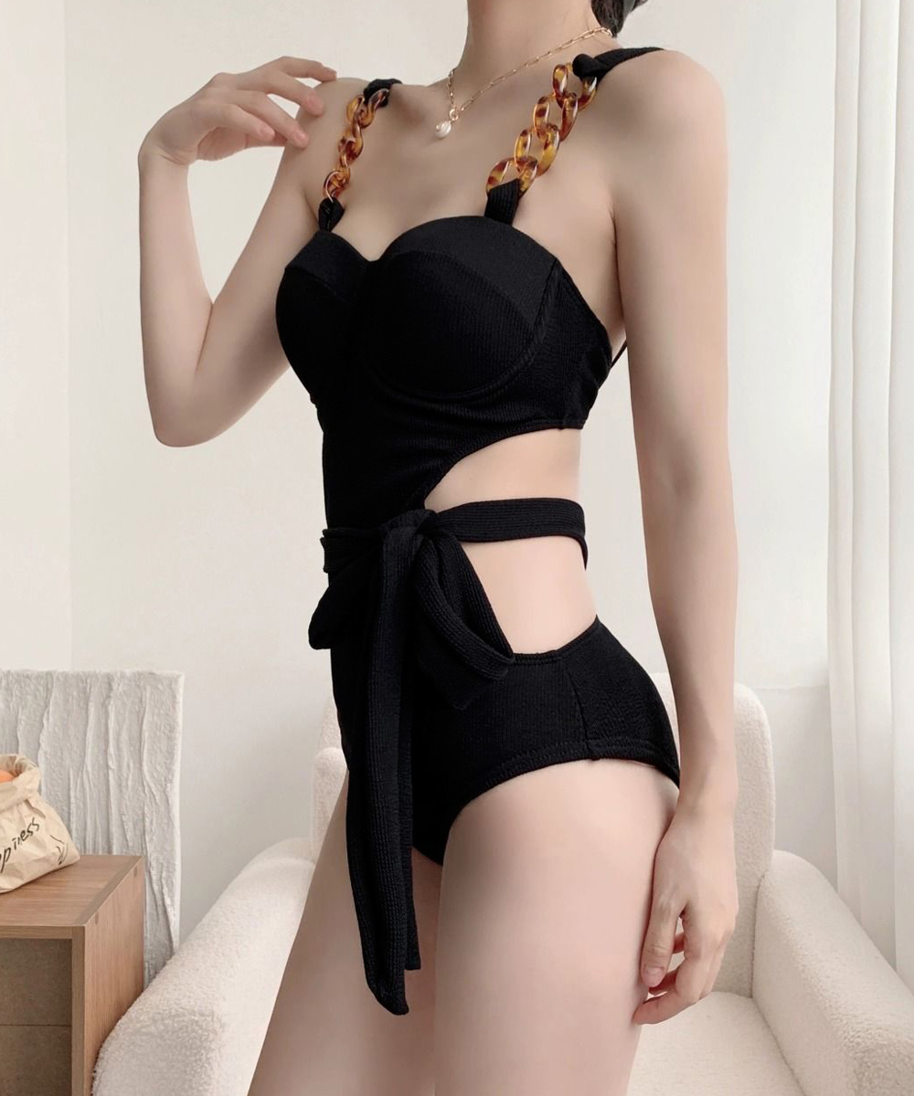 ブルベ水着　サイドカット リボンモノキニ水着（ブルベ夏向け・ブルベ冬向け）